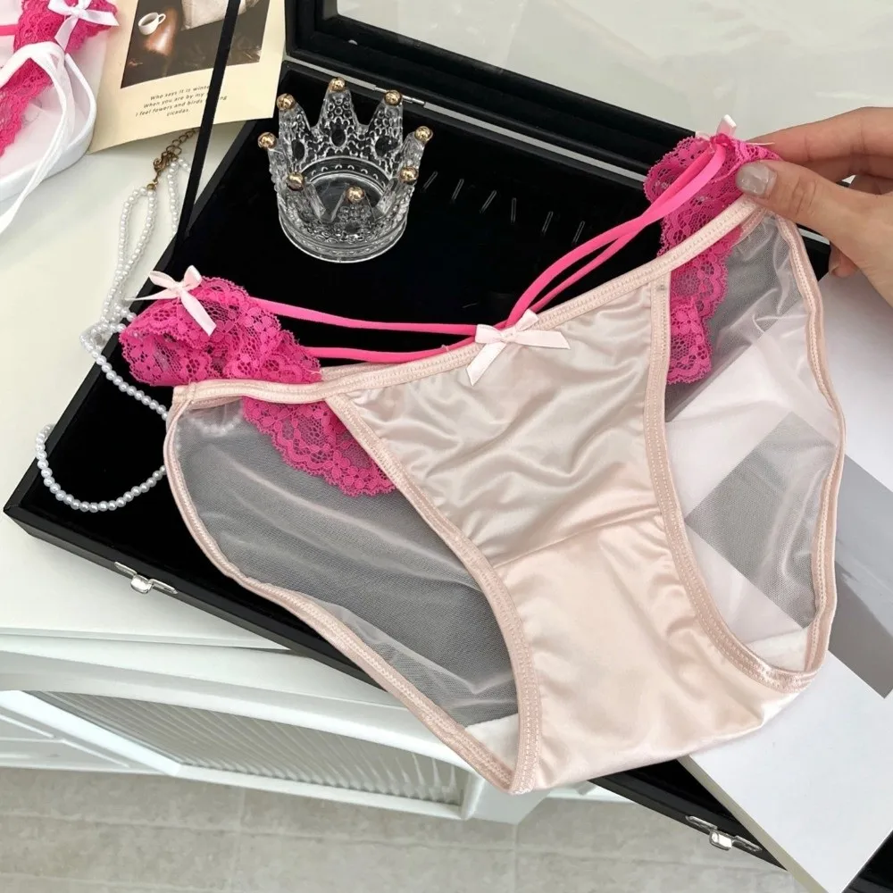 Lingerie Low Waist Satin Silk Briefs Cotton Crotch Mesh Thin Lace Panties Hollow Out Underwear for Women Beach
Lingerie Low Waist Satin Silk Briefs Cotton Crotch Mesh Thin Lace Panties Hollow Out Underwear for Women Beach