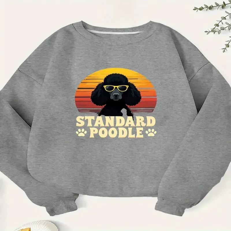 Зима-Осень, женский свитшот больших размеров, одежда, женский стандартный пуловер для мамы с пуделем, винтажный дизайн с закатом, круглый вырез, Y2k, элегантный
Зима-Осень, женский свитшот больших размеров, одежда, женский стандартный пуловер для мамы с пуделем, винтажный дизайн с закатом, круглый вырез, Y2k, элегантный