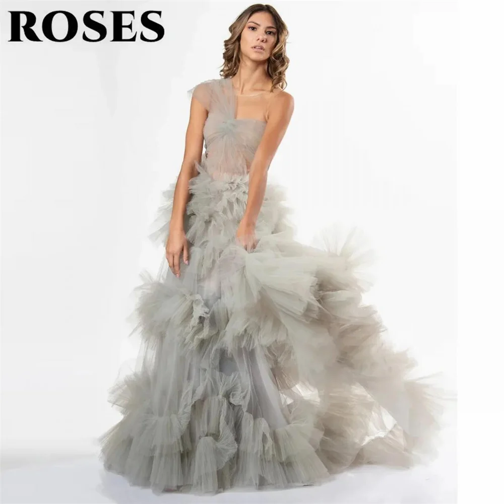 ROSES Grey One Shoulder Evening Dress Gown A Line Prom Dress Tiered Pleats Party Dress for Woman vestidos de noche Customized
ROSES Grey One Shoulder Evening Dress Gown A Line Prom Dress Tiered Pleats Party Dress for Woman vestidos de noche Customized
