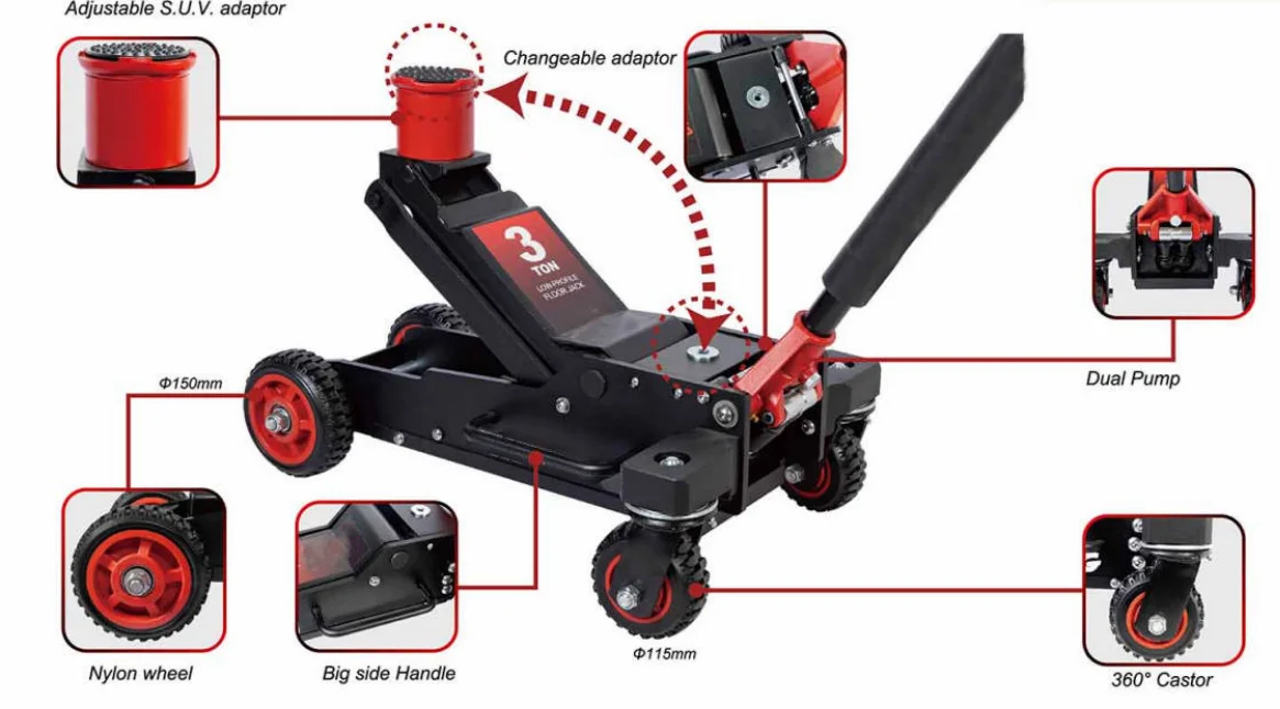 Домкрат гидравлический 3 тонны, одинарный/двойной насос, с внедорожными колесами, горизонтальный, с большими колесами
Домкрат гидравлический 3 тонны, одинарный/двойной насос, с внедорожными колесами, горизонтальный, с большими колесами