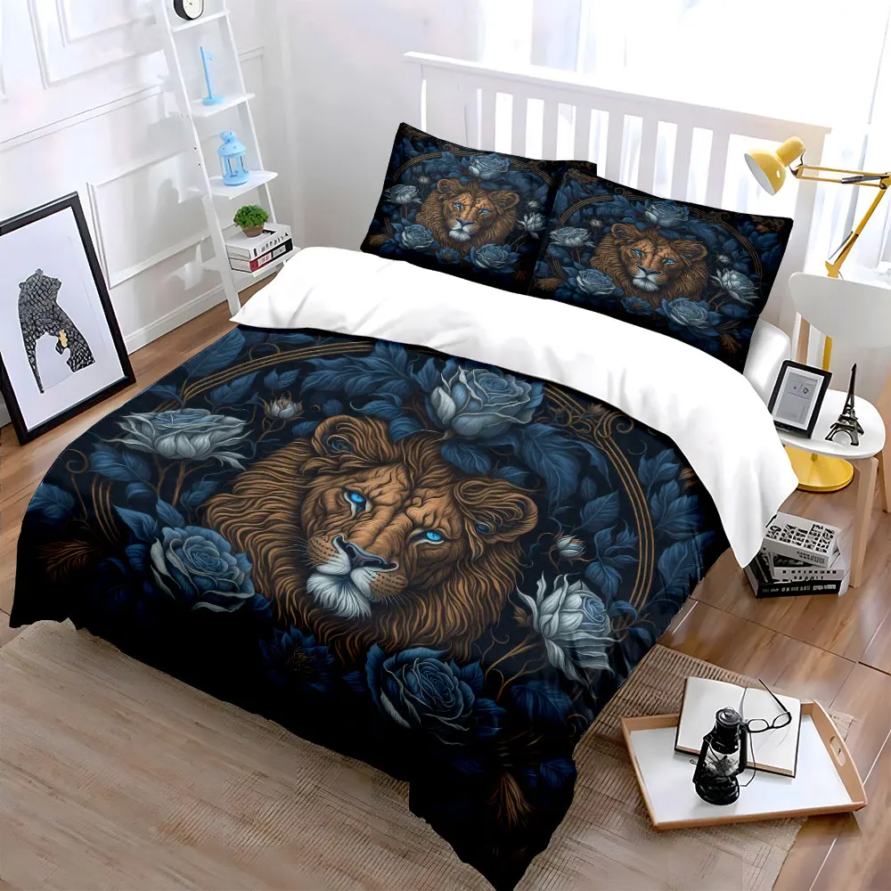 "Lion Rose Art Decor Set" Bedding Set with 1 Duvet Cover 2 Pillowcases Single Double King Queen, Gift
"Lion Rose Art Decor Set" Bedding Set with 1 Duvet Cover 2 Pillowcases Single Double King Queen, Gift