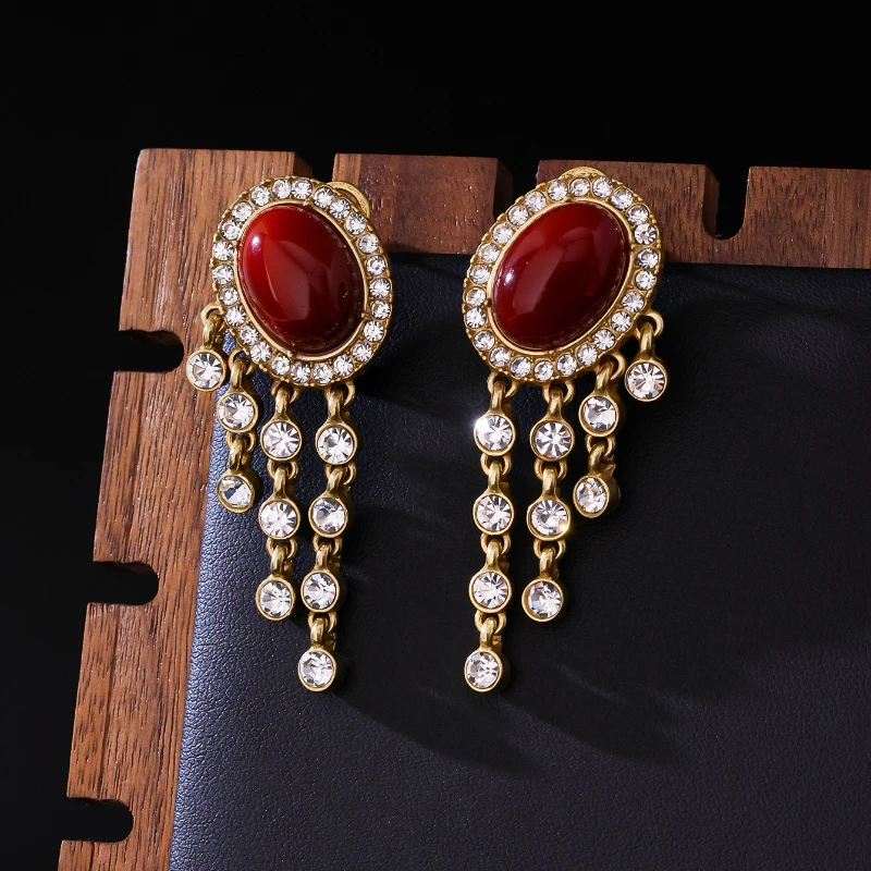 Retro Geometric Natural Stone Crystal Tassel Earrings Luxury Women Party Jewelry Gift
Retro Geometric Natural Stone Crystal Tassel Earrings Luxury Women Party Jewelry Gift