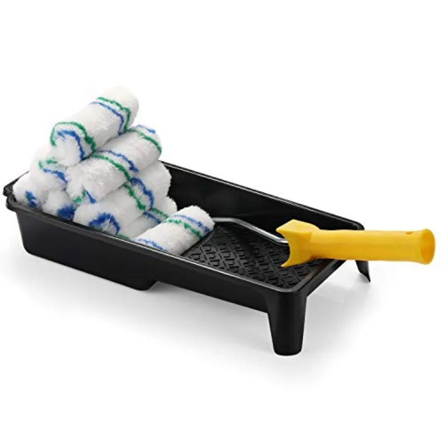 4 Inch Paint Roller Tray Set, Modern Black Mini Paint Tray, 10 Premium Roller Naps, Sturdy Roller Frame, Perfect For House Pain
4 Inch Paint Roller Tray Set, Modern Black Mini Paint Tray, 10 Premium Roller Naps, Sturdy Roller Frame, Perfect For House Pain