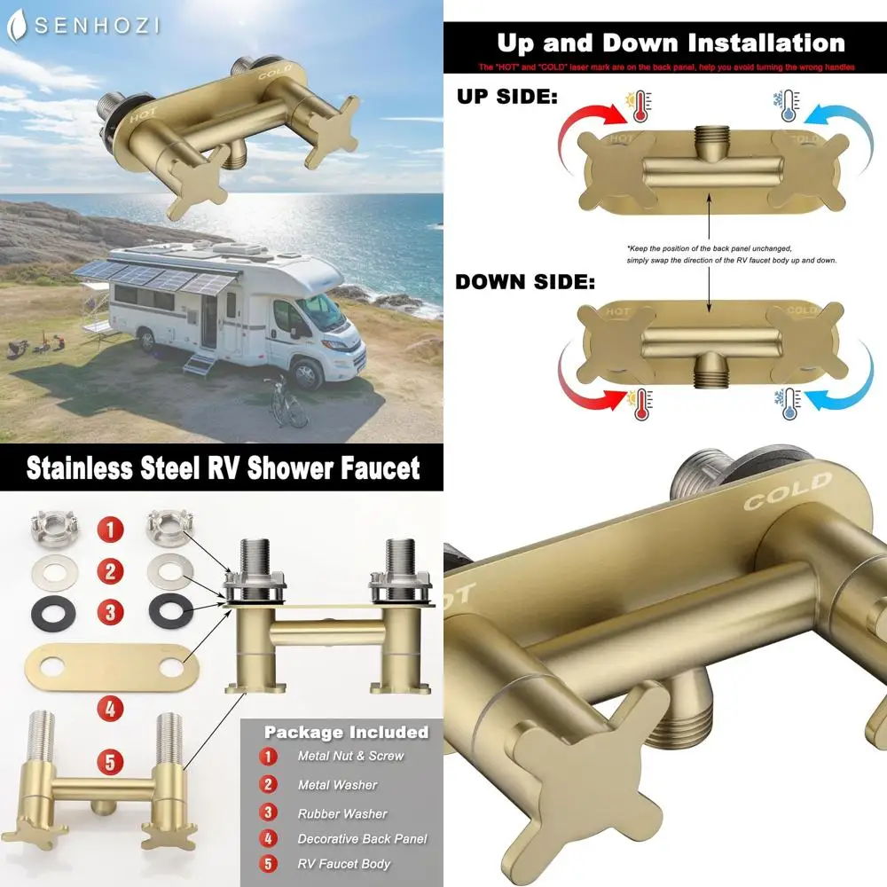 Сменный смеситель для душа RV из матового золота с 2 крестообразными ручками, клапан для душа на открытом воздухе — SE-2001-BG
Сменный смеситель для душа RV из матового золота с 2 крестообразными ручками, клапан для душа на открытом воздухе — SE-2001-BG