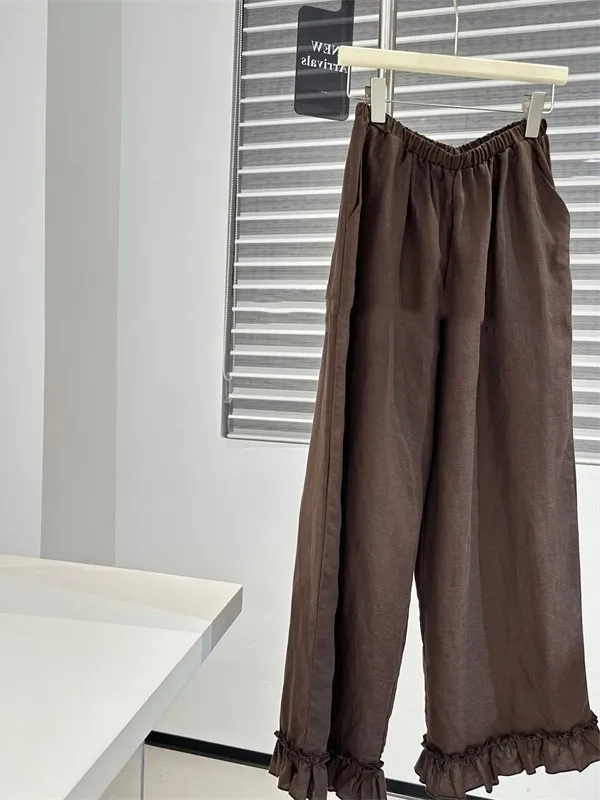 Summer Thin Cool Wide Leg Pants Women's Cotton Linen Silk Straight Cut Loose Nine Point Pants Commute Sle High Waist
Summer Thin Cool Wide Leg Pants Women's Cotton Linen Silk Straight Cut Loose Nine Point Pants Commute Sle High Waist
