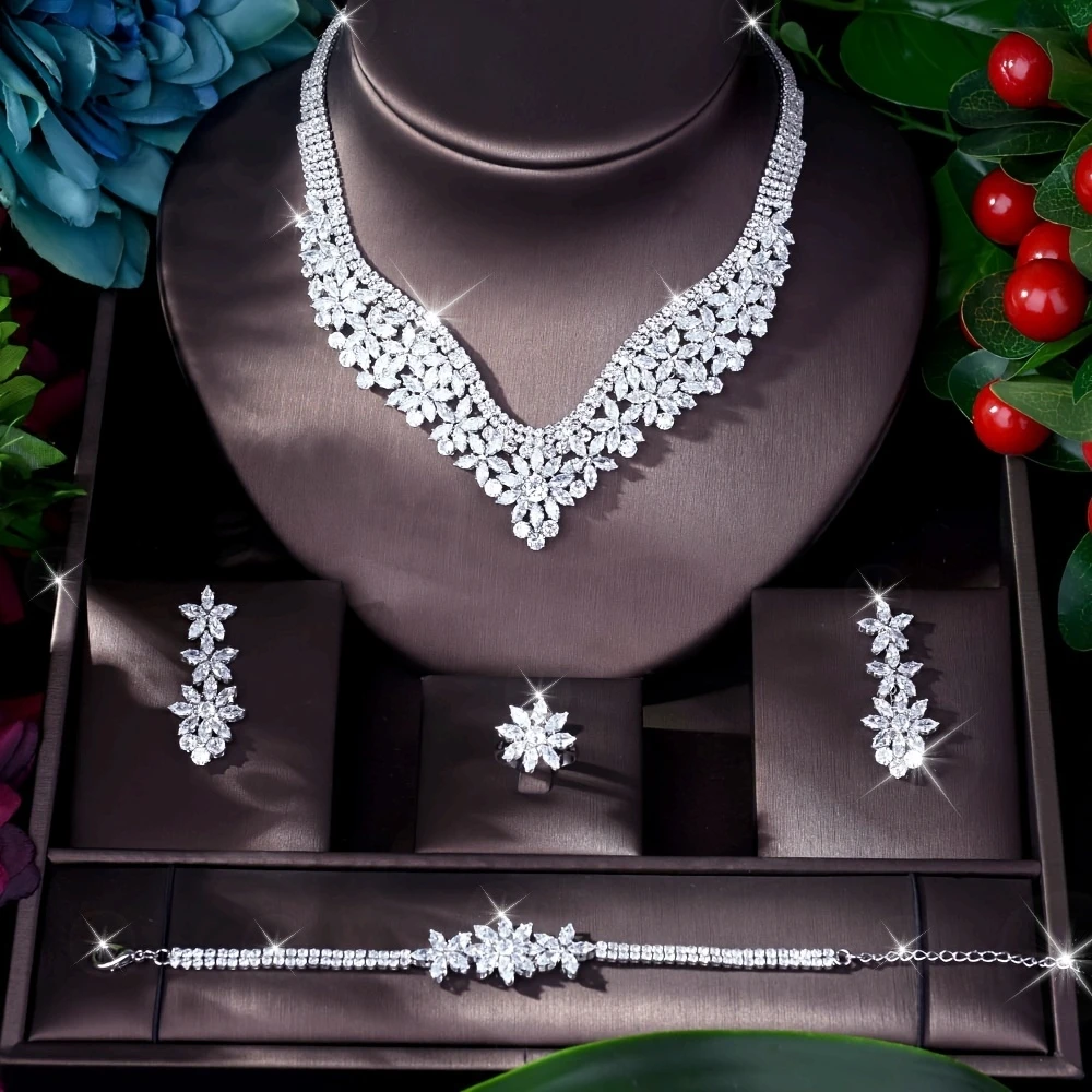Fashion Cubic Zircon Wedding Jewelry Set For Women Hot Selling Dress Accessories Crystal 4pcs Sets Jewelry Set S-343
Fashion Cubic Zircon Wedding Jewelry Set For Women Hot Selling Dress Accessories Crystal 4pcs Sets Jewelry Set S-343