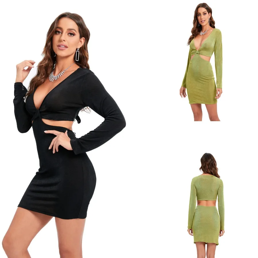 【New style】 2022 autumn new knitted dress sexy hip skirt waist V-neck dress
【New style】 2022 autumn new knitted dress sexy hip skirt waist V-neck dress