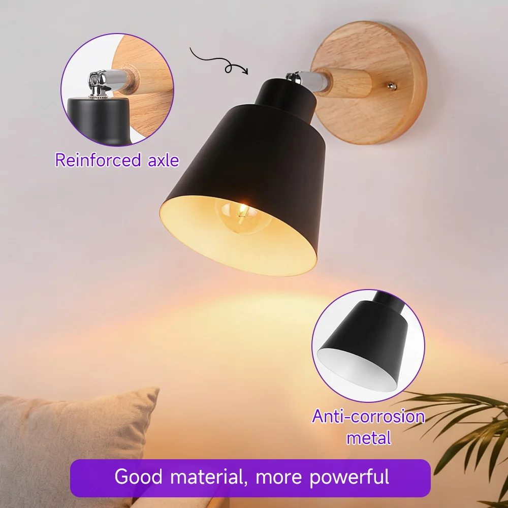Wall Lamp Solid Wood Base Replaceable E27 Bulb Wall Light Indor for Living Room Bedroom 350° Rotatable Decor Light Wall Sconce
Wall Lamp Solid Wood Base Replaceable E27 Bulb Wall Light Indor for Living Room Bedroom 350° Rotatable Decor Light Wall Sconce