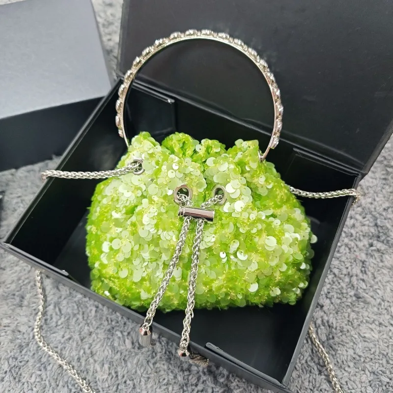 Luxury Designer Shiny Sequins Bucket Evening Bag with Handle Rhinestones Drawstring Tassel Women's Party Wedding Clutch Purse
Luxury Designer Shiny Sequins Bucket Evening Bag with Handle Rhinestones Drawstring Tassel Women's Party Wedding Clutch Purse