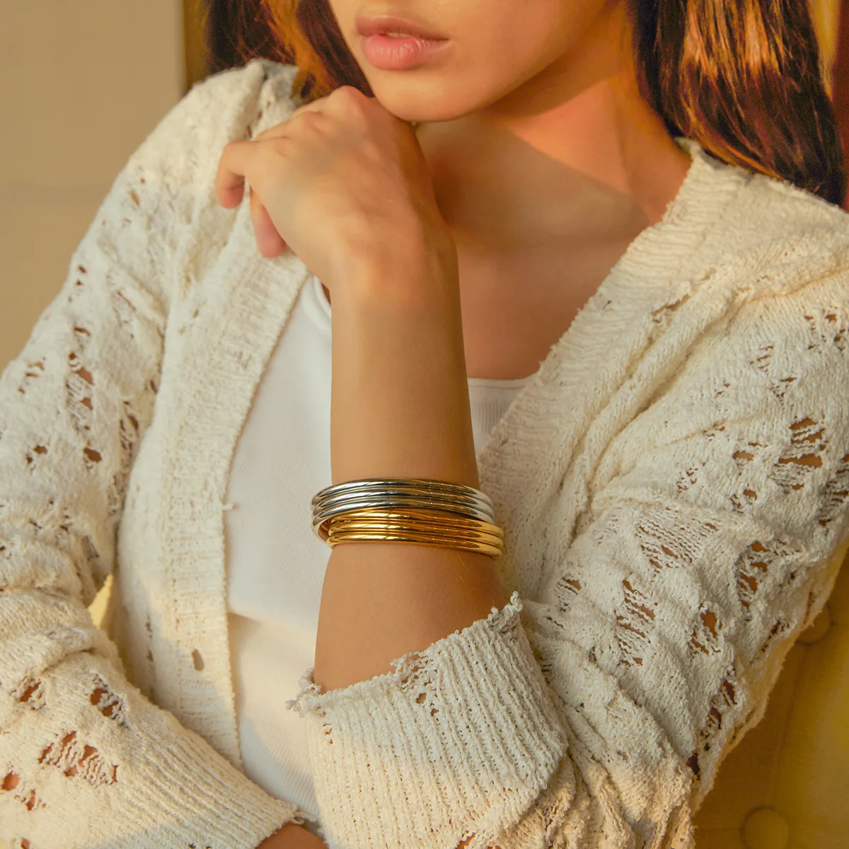 Stainless Steel PVD 18K Gold Plated Tarnish Simply Line Bangles For Woman Jewelry Wholesale Trendy
Stainless Steel PVD 18K Gold Plated Tarnish Simply Line Bangles For Woman Jewelry Wholesale Trendy