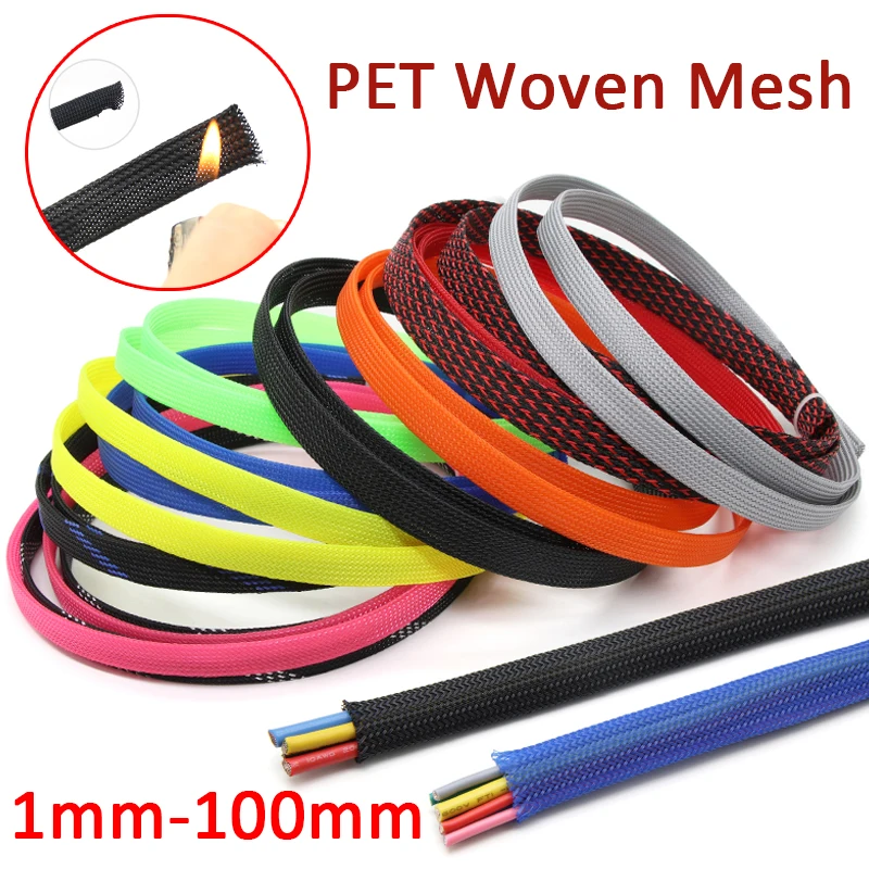PET Expandable Cable Sleeve 1/3/4/6/8/10/12-100mm Tight Braided High Density Hardness Insulated Line Protection Wire Wrap Sheath
PET Expandable Cable Sleeve 1/3/4/6/8/10/12-100mm Tight Braided High Density Hardness Insulated Line Protection Wire Wrap Sheath