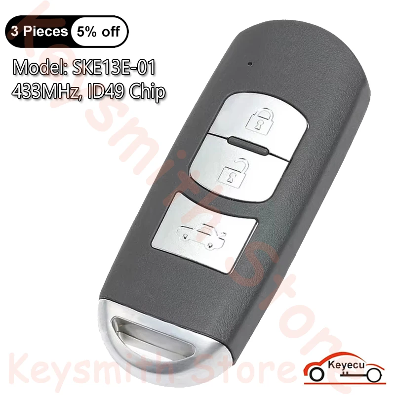 Чип KEYECU с 3 кнопками, 433 МГц ID49 для Mazda 3 6 2014-2017, CX-5 2012-2016, автоматический умный пульт дистанционного управления, модель: SKE13E-01
Чип KEYECU с 3 кнопками, 433 МГц ID49 для Mazda 3 6 2014-2017, CX-5 2012-2016, автоматический умный пульт дистанционного управления, модель: SKE13E-01