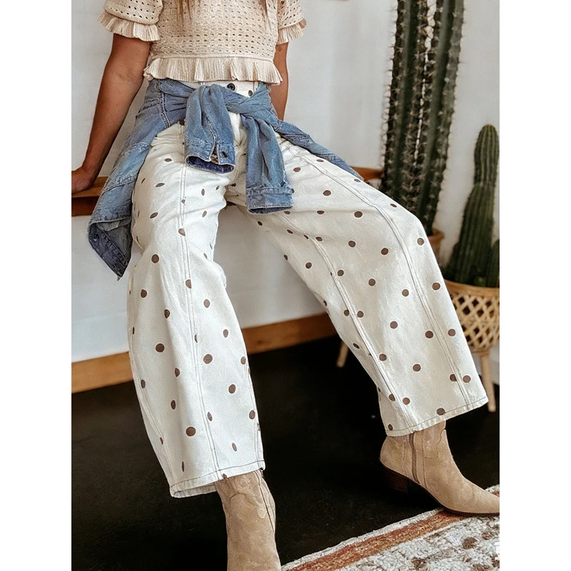 Women's Y2k Vintage Polka Dot Print Jeans High Waist Loose Fit Harem Denim Long Pants Vintage Boyfriend Bloomer Jeans Streetwear
Women's Y2k Vintage Polka Dot Print Jeans High Waist Loose Fit Harem Denim Long Pants Vintage Boyfriend Bloomer Jeans Streetwear