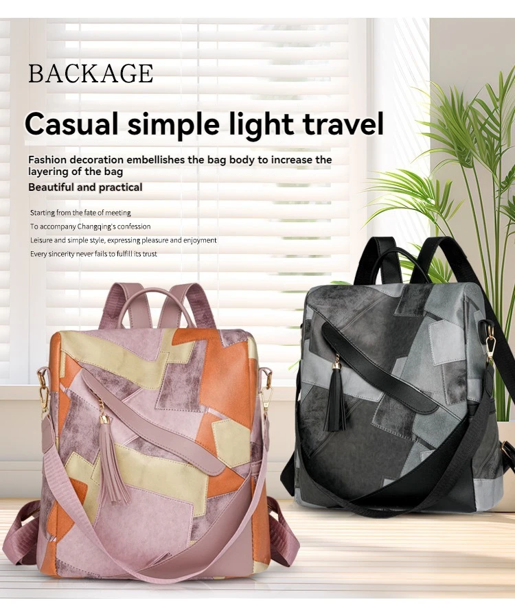 Backpack Ladies Large Capacity Soft PU Backpack Retro Casual Versatile School Bag Travel Bag
Backpack Ladies Large Capacity Soft PU Backpack Retro Casual Versatile School Bag Travel Bag