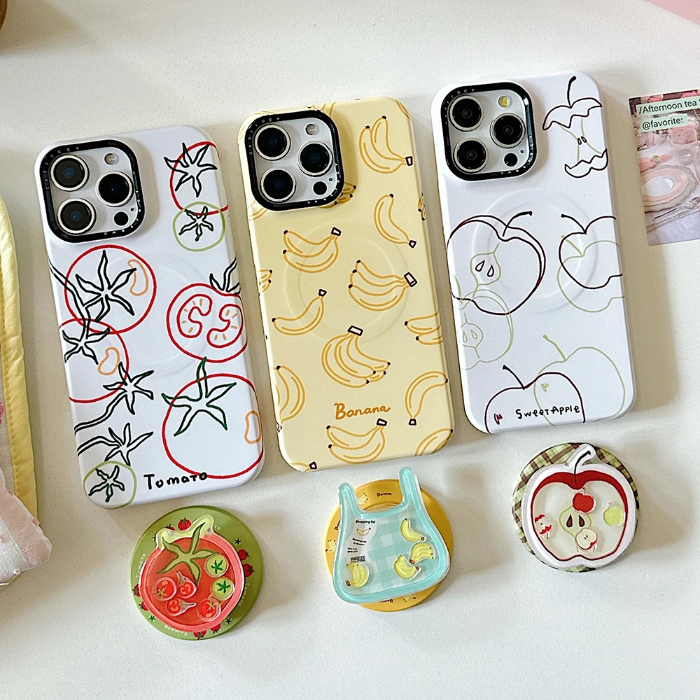 3D Cute Tomatos Banana Apples Magnetic Grip Tok Phone Case for IPhone 16 15 14 Pro Max 13 Magsafe Stand Holder Back Cover Case
3D Cute Tomatos Banana Apples Magnetic Grip Tok Phone Case for IPhone 16 15 14 Pro Max 13 Magsafe Stand Holder Back Cover Case