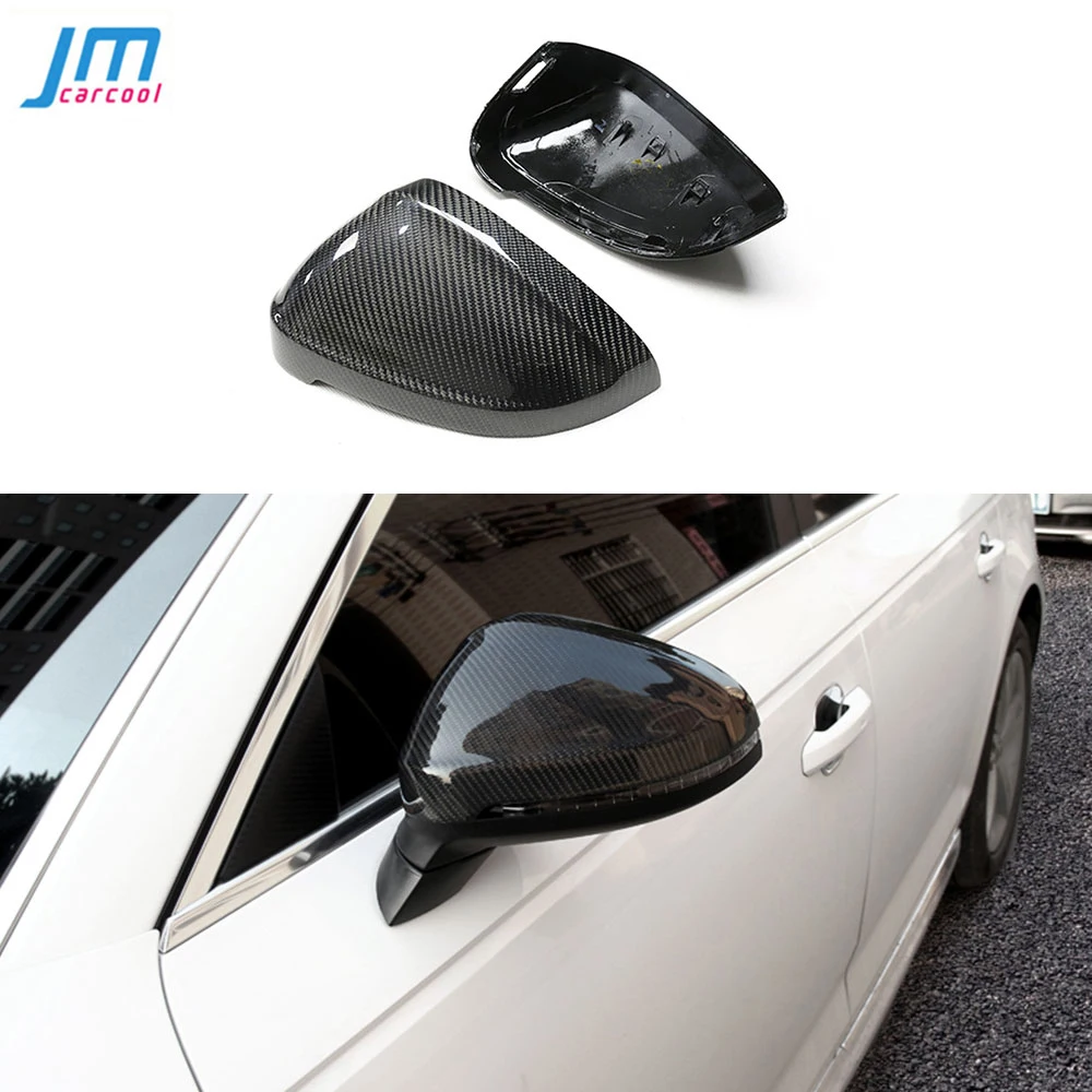 2PCS Real Carbon Fiber Side Rear View Rearview Mirror Covers Caps Replacement Style For Audi A4 S4 B9 A5 S5 2016 2017
