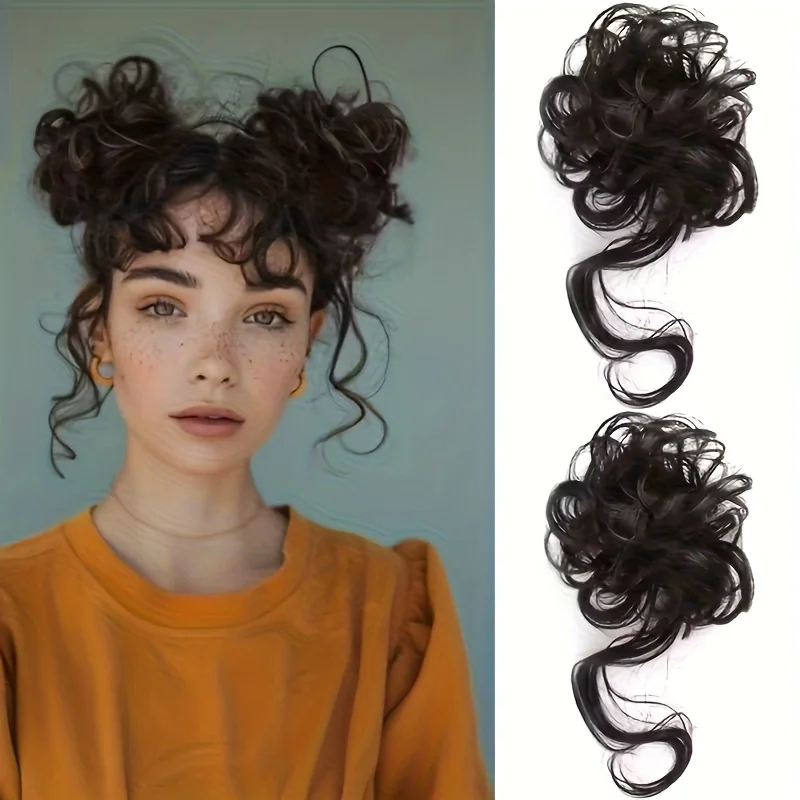 Synthetic 2pcs Mini Messy Bun Hair Extension of Wavy Curly Hair Ponytail Hair for Women Updo Hair Cute Hair Accessories
Synthetic 2pcs Mini Messy Bun Hair Extension of Wavy Curly Hair Ponytail Hair for Women Updo Hair Cute Hair Accessories