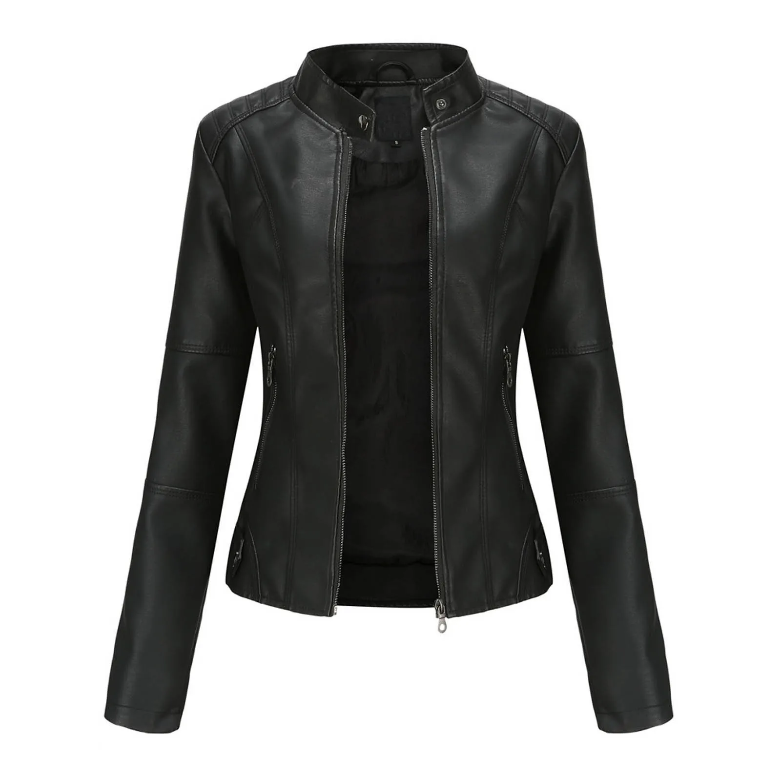 Women's Faux Leather Jackets Autumn Long Sleeve Zipper Slim Motorcycle Biker Leather Coat Spring Fashion Pocket Outwear Tops
Women's Faux Leather Jackets Autumn Long Sleeve Zipper Slim Motorcycle Biker Leather Coat Spring Fashion Pocket Outwear Tops