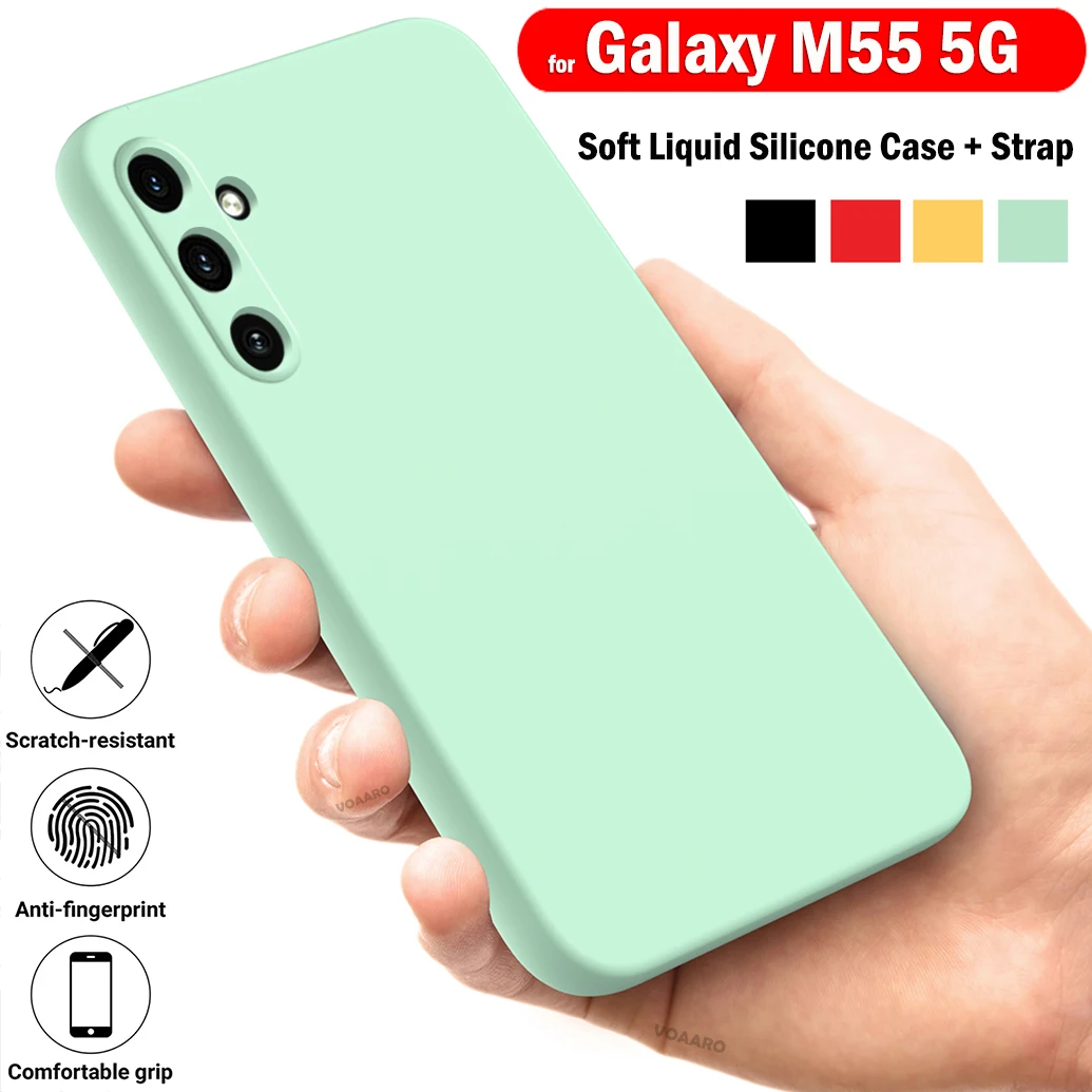 Защитный чехол для Samsung Galaxy M55, чехол для Samsung M55, мягкий чехол из жидкого силикона, противоударный чехол + силиконовый ремешок
Защитный чехол для Samsung Galaxy M55, чехол для Samsung M55, мягкий чехол из жидкого силикона, противоударный чехол + силиконовый ремешок