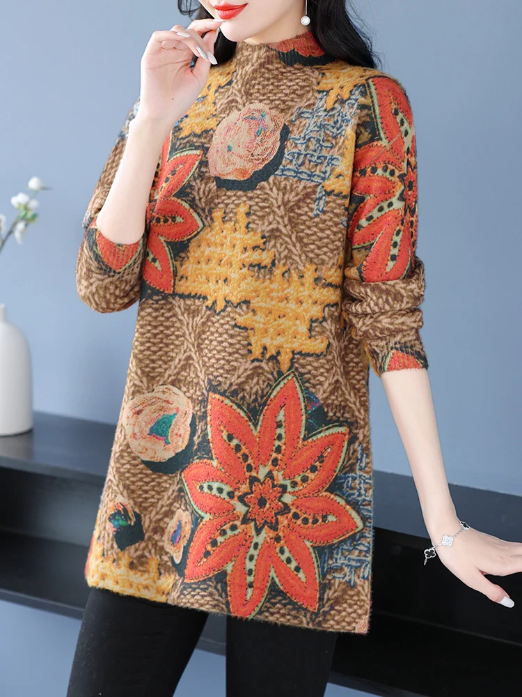 Floral Print Women's Sweater Autumn Spring Women Clothing Pullover Tops Femme Casual Jumper Furry Sweater For Women
Floral Print Women's Sweater Autumn Spring Women Clothing Pullover Tops Femme Casual Jumper Furry Sweater For Women