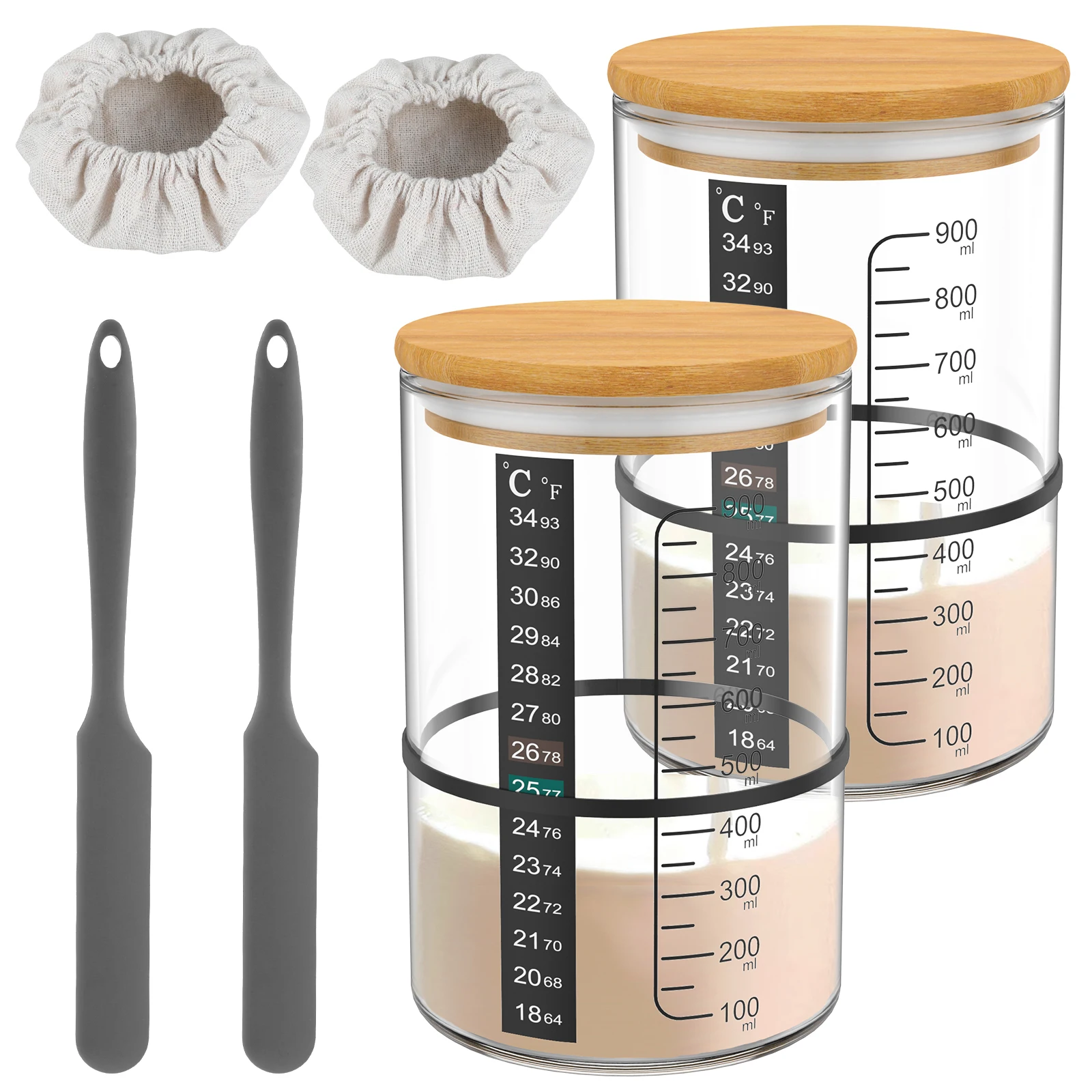 Sourdough Starter Jar Kit Sourdough Starter Container Baking Fermentation Jar Food Storage Jar Kitchen Bread Baking Accessories
Sourdough Starter Jar Kit Sourdough Starter Container Baking Fermentation Jar Food Storage Jar Kitchen Bread Baking Accessories