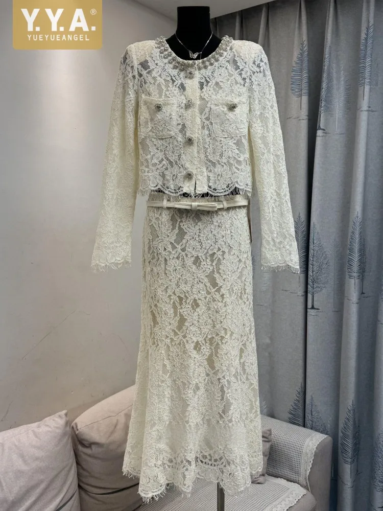 Elegant Women Sequined Diamonds O Neck Lace Tops Cardigan Straps Fish Tail Skirt Three Piece Set Lady High Waist Long Skirt Sets
Elegant Women Sequined Diamonds O Neck Lace Tops Cardigan Straps Fish Tail Skirt Three Piece Set Lady High Waist Long Skirt Sets