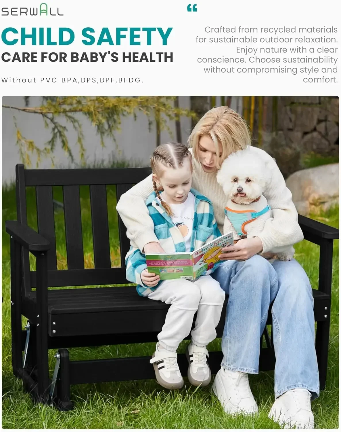 Hot sales2 Person Patio Glider Bench, HDPE Material Weather-Resistant Swinging Bench for Outdoor Porch Garden, Black
Hot sales2 Person Patio Glider Bench, HDPE Material Weather-Resistant Swinging Bench for Outdoor Porch Garden, Black