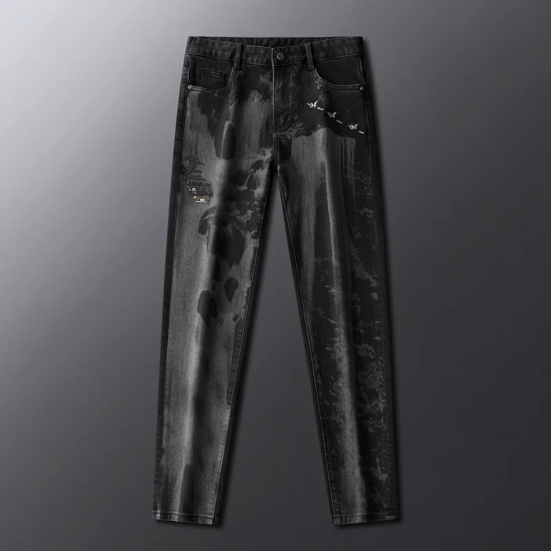 Fashionable Printed Jeans Men's Autumn Thick Clothing High-End Affordable Luxury Trendy Slim Fit Skinny Denim Trousers
Fashionable Printed Jeans Men's Autumn Thick Clothing High-End Affordable Luxury Trendy Slim Fit Skinny Denim Trousers