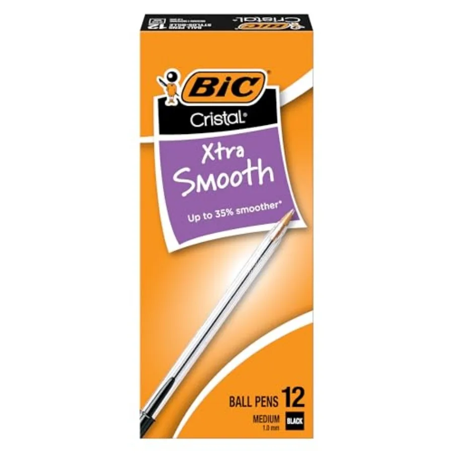 Cristal Xtra Smooth Black Ballpoint Pens, Medium Point 1.0mm,Pack, Extra Smooth and Reliable Ballpoint Pens
Cristal Xtra Smooth Black Ballpoint Pens, Medium Point 1.0mm,Pack, Extra Smooth and Reliable Ballpoint Pens