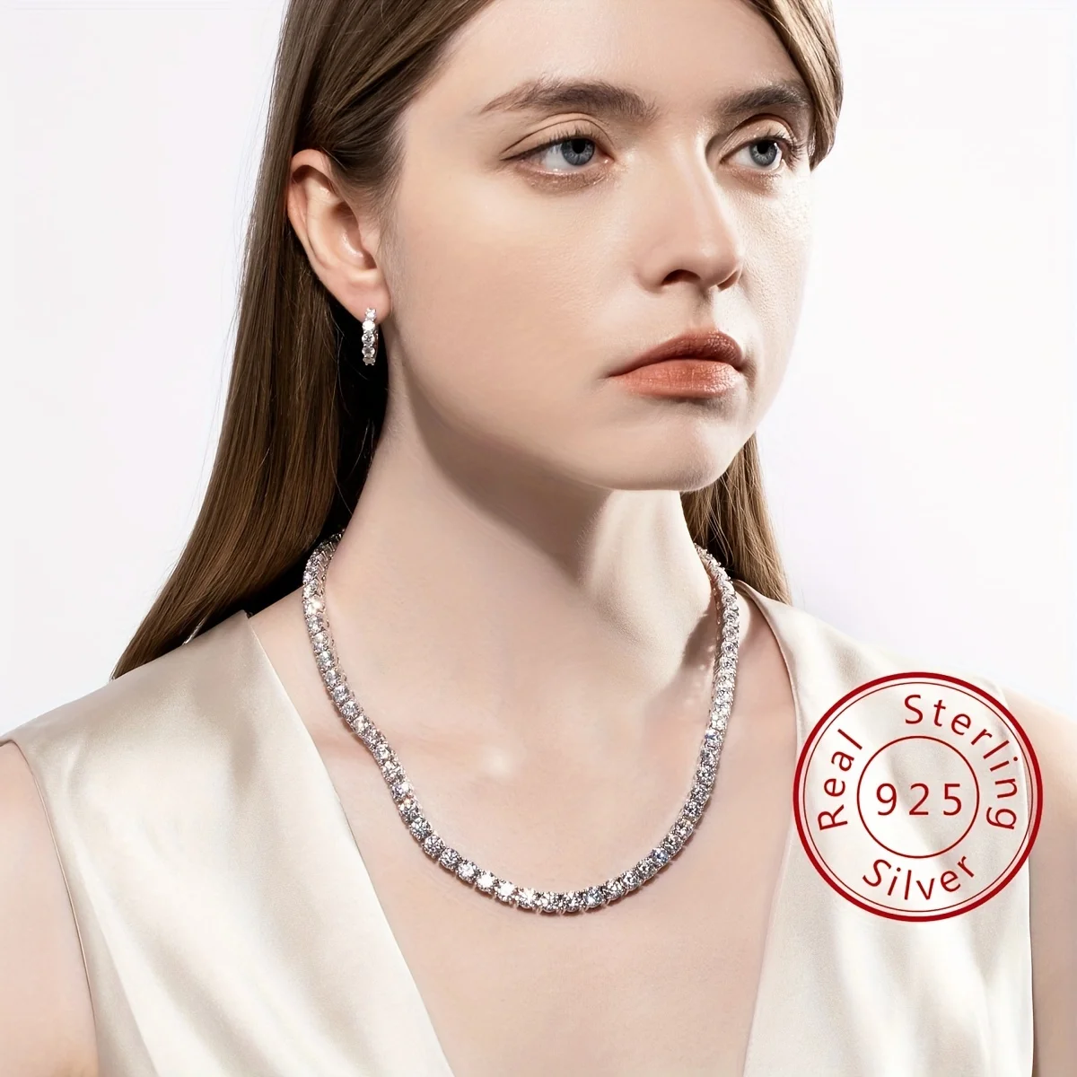 925 Sterling Silver Moissanite Tennis Necklace, 6.5mm Mixed Row, Adjustable Chain in 18", 20", 22" Sizes - Hip-Hop Inspired Exquisite Jewelry for Men and Women, Ideal Party Gift, 66 Grains, 73 Grains, 81 Grains, 3.1oz
925 Sterling Silver Moissanite Tennis Necklace, 6.5mm Mixed Row, Adjustable Chain in 18", 20", 22" Sizes - Hip-Hop Inspired Exquisite Jewelry for Men and Women, Ideal Party Gift, 66 Grains, 73 Grains, 81 Grains, 3.1oz