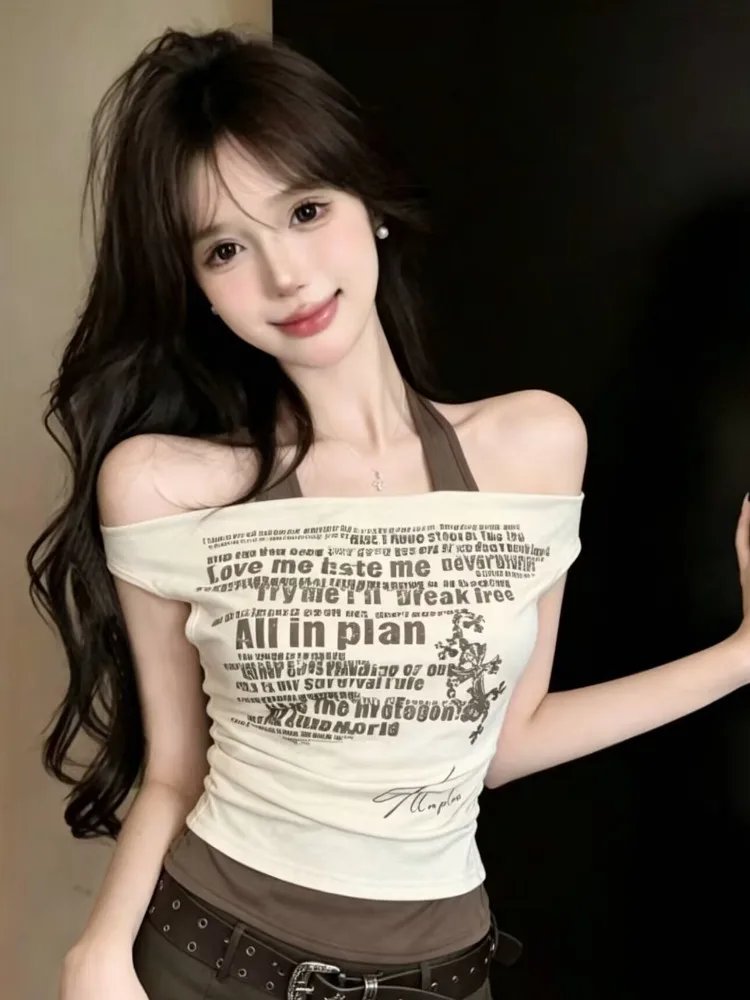 Slimming Short Sleeve T-Shirt Women's Summer New Style One-Shoulder Letter Print Sexy Girl Top Design Sense Fake Two-Piece Ne...
Slimming Short Sleeve T-Shirt Women's Summer New Style One-Shoulder Letter Print Sexy Girl Top Design Sense Fake Two-Piece Ne...