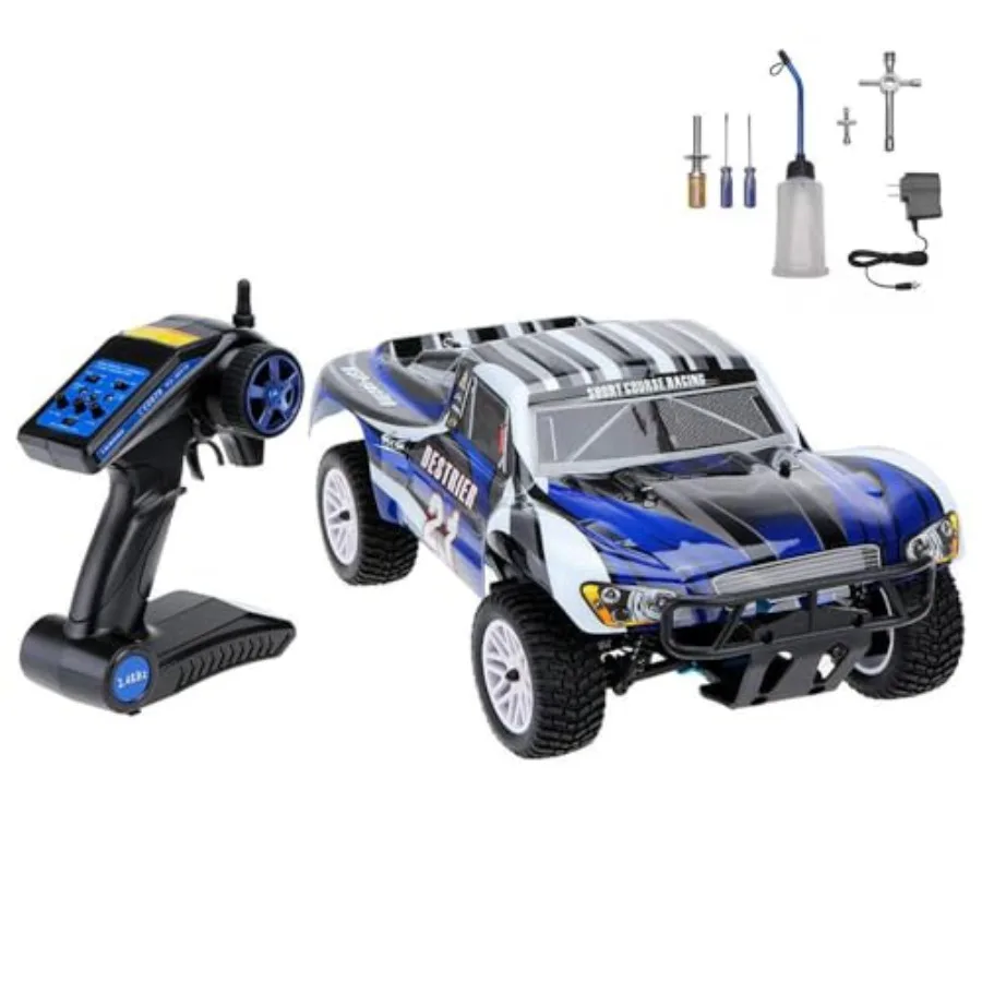 Off-road rock crawler RC truck for adults: nitro gas-powered, two-speed 4WD, short course design, black with red accents, durab
Off-road rock crawler RC truck for adults: nitro gas-powered, two-speed 4WD, short course design, black with red accents, durab