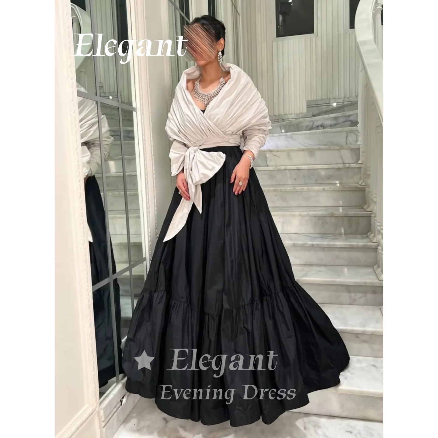 Black and White Evening Dresses Saudi Women Prom Dress Wrap Top Ball Gown with Sash Bow Wedding Party Dresses Customized
Black and White Evening Dresses Saudi Women Prom Dress Wrap Top Ball Gown with Sash Bow Wedding Party Dresses Customized