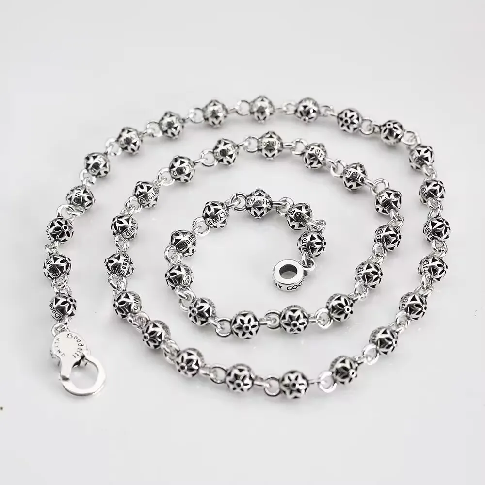 S925 sterling silver European and American trendy brand single chain cherry blossom round bead necklace for men and women's fash
S925 sterling silver European and American trendy brand single chain cherry blossom round bead necklace for men and women's fash
