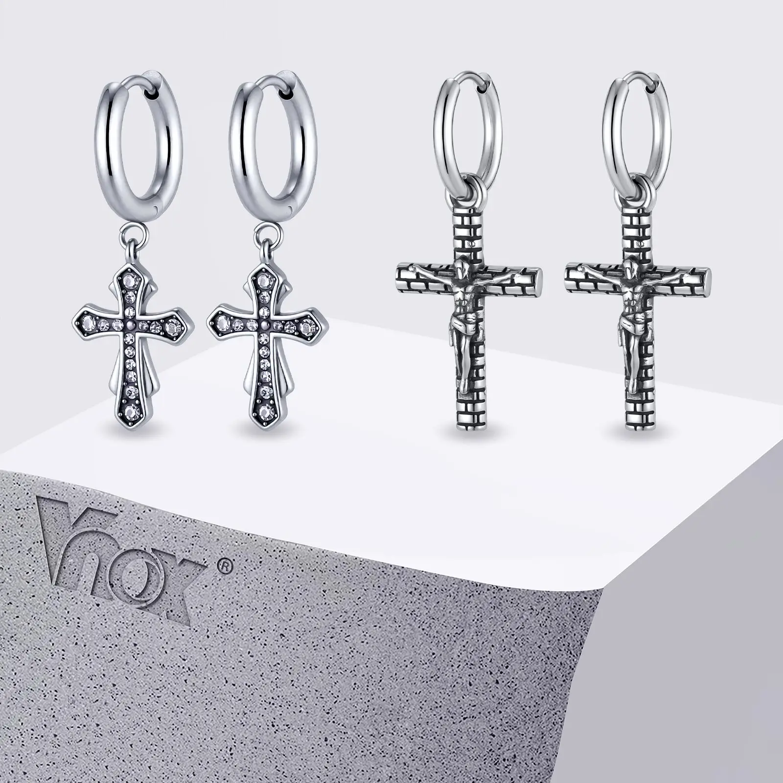 Vnox Stainless Steel Jesus Cross Drop Earrings for Men Women, Zircon Cross Pierced Earrings, Gothic Punk Faith Gift for Unisex
Vnox Stainless Steel Jesus Cross Drop Earrings for Men Women, Zircon Cross Pierced Earrings, Gothic Punk Faith Gift for Unisex