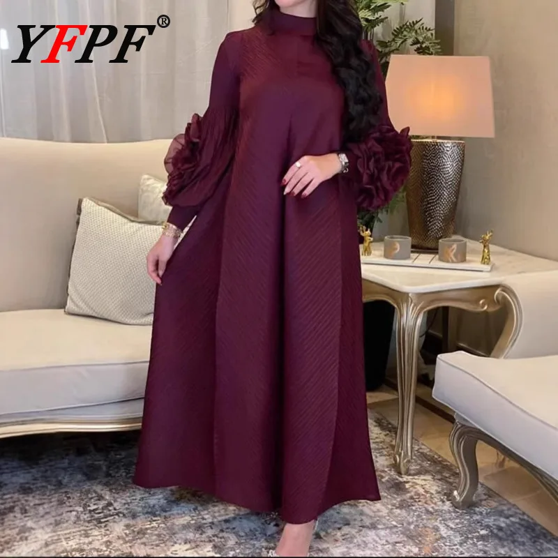 YFPF Elegant Pleated Design Women's Dress 3D Floral Spliced Sleeve Red Loose Long Dresses Fashion 2025 New Clothing 3A243
YFPF Elegant Pleated Design Women's Dress 3D Floral Spliced Sleeve Red Loose Long Dresses Fashion 2025 New Clothing 3A243