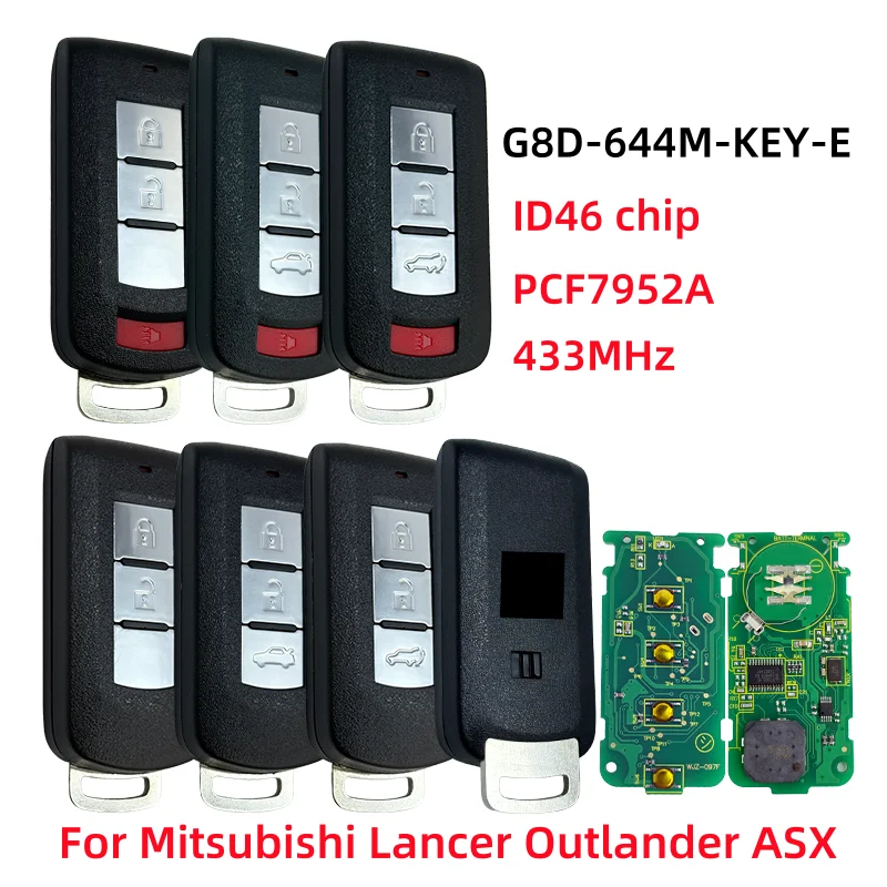 G8D-644M-KEY-E 433MHz Replacement Smart Remote Car Key Fob PCF7952 ID46 For Mitsubishi Lancer Outlander 2008-2016 ASX 2013-2015 
G8D-644M-KEY-E 433MHz Replacement Smart Remote Car Key Fob PCF7952 ID46 For Mitsubishi Lancer Outlander 2008-2016 ASX 2013-2015