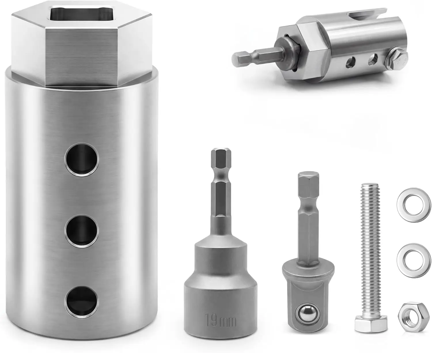 Trailer Jack Drill Adapter 1/2 Inch Stainless Steel Socket Adapter for Cordless Drill, Fits 1" Drive Trailer Jack & Scissor Jack with 1/4" Hex Shank – RV Camper Stabilizer Jack Tool
Trailer Jack Drill Adapter 1/2 Inch Stainless Steel Socket Adapter for Cordless Drill, Fits 1" Drive Trailer Jack & Scissor Jack with 1/4" Hex Shank – RV Camper Stabilizer Jack Tool