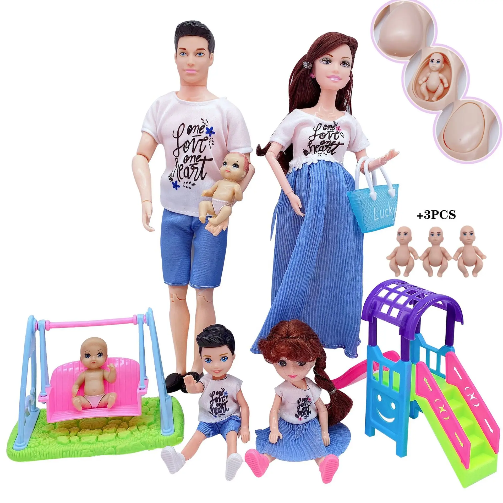A Family Of 5 Cute Doll House Stroller Swing Slide Accessories Dad Mom Pregnant Dolls With Baby Doll Birthday Gift Kid Toys
A Family Of 5 Cute Doll House Stroller Swing Slide Accessories Dad Mom Pregnant Dolls With Baby Doll Birthday Gift Kid Toys