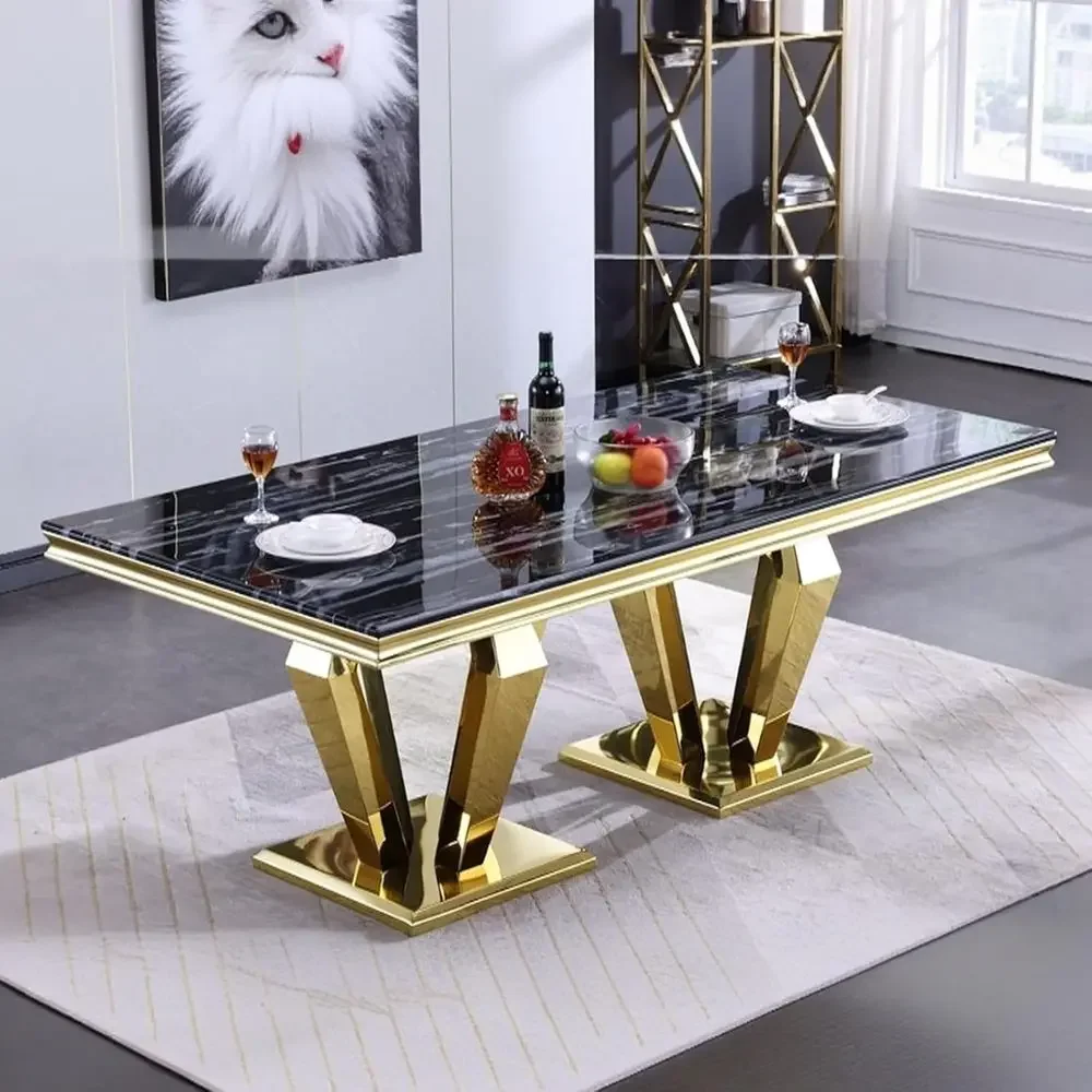 Gold Dining Table, 78 inch Recular Dining Room Table or 4 to 8, ern Double Pedestal Dining Table in Black Gold
Gold Dining Table, 78 inch Recular Dining Room Table or 4 to 8, ern Double Pedestal Dining Table in Black Gold