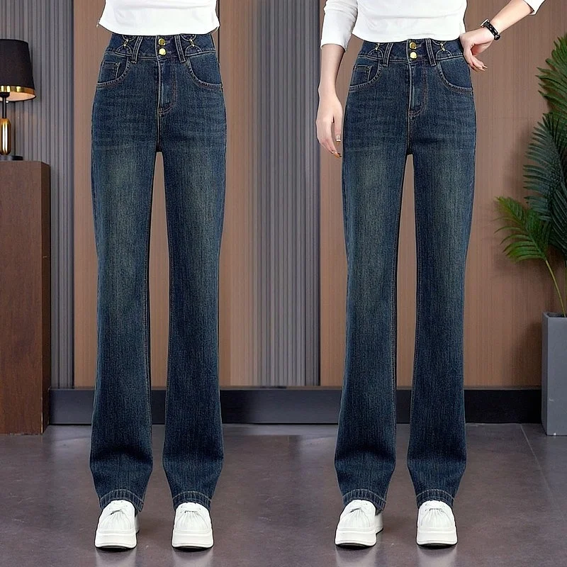 Женские джинсы с высокой талией и широкими штанинами, свободные, струящиеся, повседневные, прямого кроя, больших размеров, универсальные, с эффектом похудения, осень-зима
Женские джинсы с высокой талией и широкими штанинами, свободные, струящиеся, повседневные, прямого кроя, больших размеров, универсальные, с эффектом похудения, осень-зима