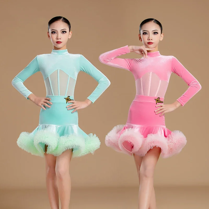 Velvet Long Sleeved Latin Dance Professional Dresses Girls Samba Ballroom Dance Competition Costume Kids Performance Wear 11570
Velvet Long Sleeved Latin Dance Professional Dresses Girls Samba Ballroom Dance Competition Costume Kids Performance Wear 11570