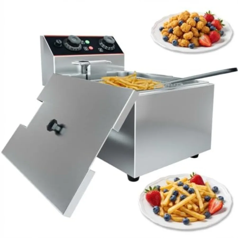Commercial Deep Fryer 11.5QT Stainless Steel Electric Deep Fryer with Basket Lid 1500W Countertop Fryer for Home and Restaurant
Commercial Deep Fryer 11.5QT Stainless Steel Electric Deep Fryer with Basket Lid 1500W Countertop Fryer for Home and Restaurant
