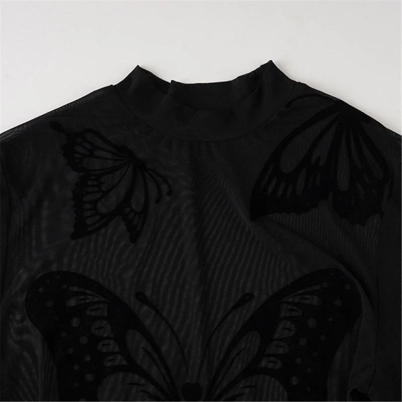 Боди с воротником-стойкой и узором бабочки, облегающий сетчатый топ с длинными рукавами, наряд для вечеринки
Боди с воротником-стойкой и узором бабочки, облегающий сетчатый топ с длинными рукавами, наряд для вечеринки