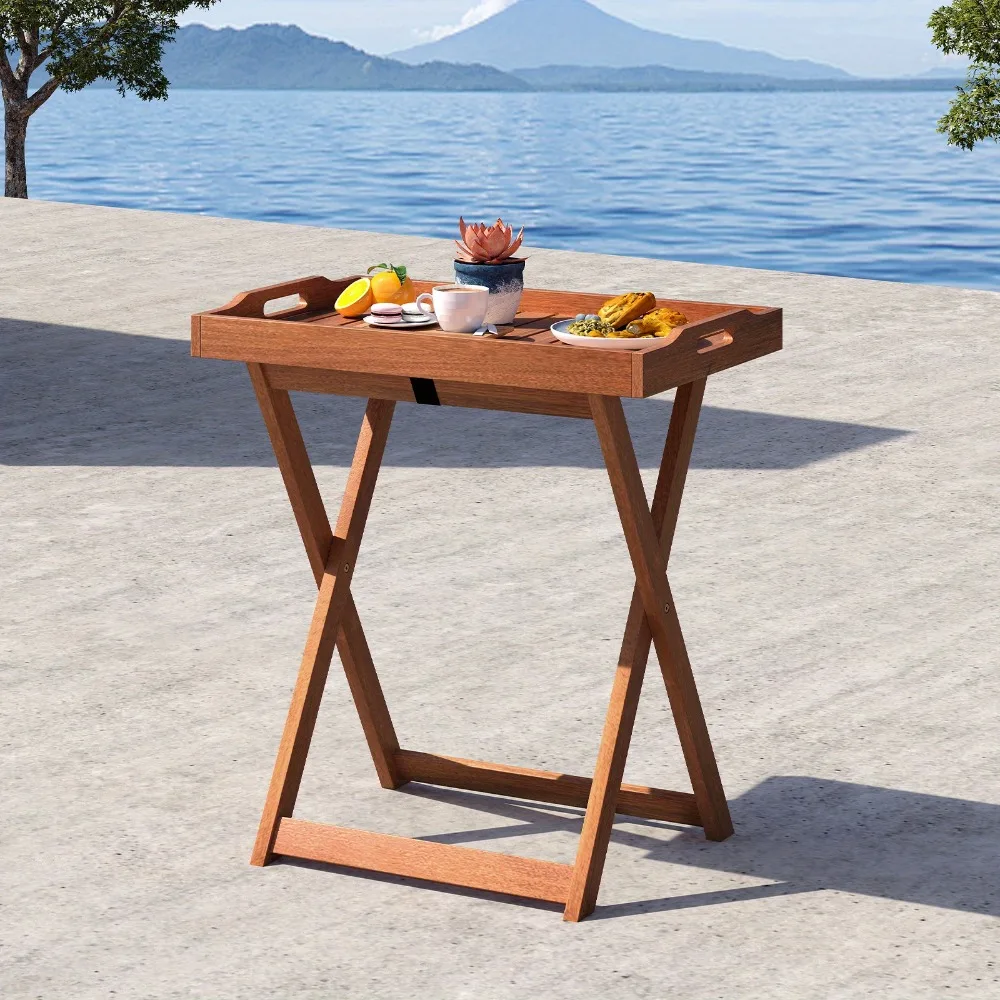 Outdoor Folding Side Table with Removable Tray Top & Stand - Heavy-Duty Acacia Wood-like Artificial Wood, 200lb Capacity, Portable Bistro Table with Sturdy X-Frame & Convenient Handles for Patio, Porch, Garden, Backyard, Poolside - All-Weather Indoor
Outdoor Folding Side Table with Removable Tray Top & Stand - Heavy-Duty Acacia Wood-like Artificial Wood, 200lb Capacity, Portable Bistro Table with Sturdy X-Frame & Convenient Handles for Patio, Porch, Garden, Backyard, Poolside - All-Weather Indoor