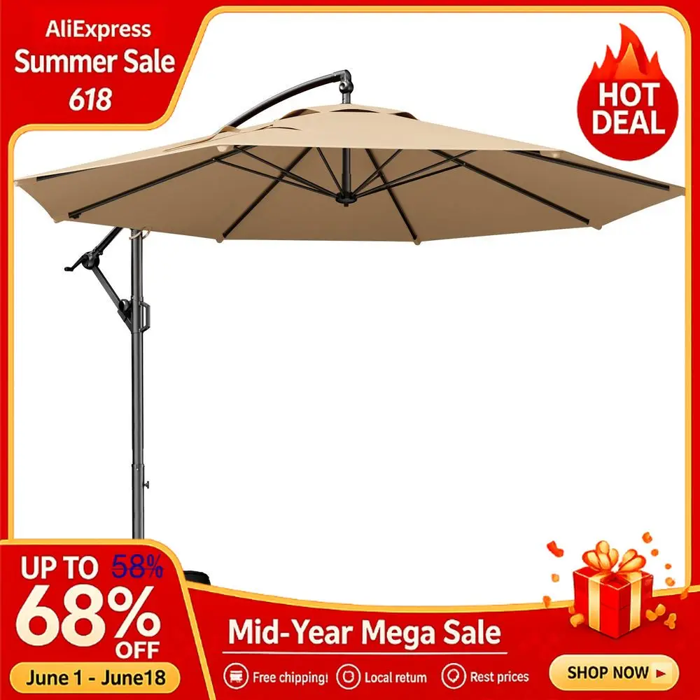 10 FT Cantilever Hanging Umbrella, UPF50 UV Protection Offset Style with Base, Custom
10 FT Cantilever Hanging Umbrella, UPF50 UV Protection Offset Style with Base, Custom