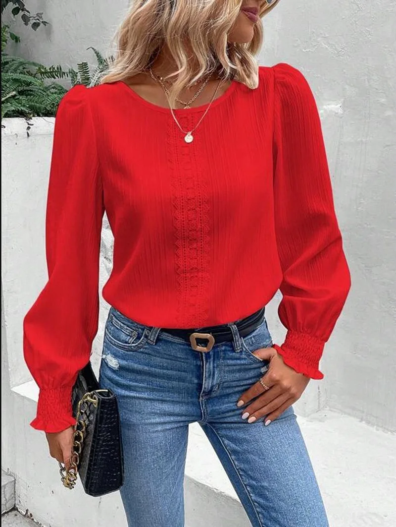 Elegant Women's Shirt Spring O Neck Casual Solid Color Blouse Office Lady Clothing Ladies Tops Рубашки Chemisier Femme Chic
Elegant Women's Shirt Spring O Neck Casual Solid Color Blouse Office Lady Clothing Ladies Tops Рубашки Chemisier Femme Chic