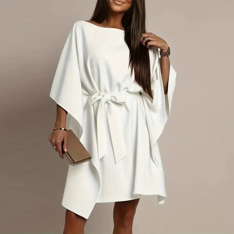 Elegant Lady Simple Commute Dress Casual O-neck Flare Sleeve Lace Up Dress Summer Fashion High Waist Pure Color Party Mini Dress
Elegant Lady Simple Commute Dress Casual O-neck Flare Sleeve Lace Up Dress Summer Fashion High Waist Pure Color Party Mini Dress