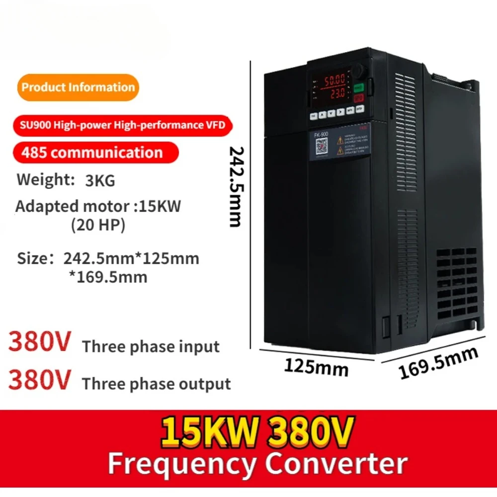 SU900 15KW High-performance VFD AC380V Variable Frequency Drive Inverter For 3-phase Motor speed control frequency converter
SU900 15KW High-performance VFD AC380V Variable Frequency Drive Inverter For 3-phase Motor speed control frequency converter