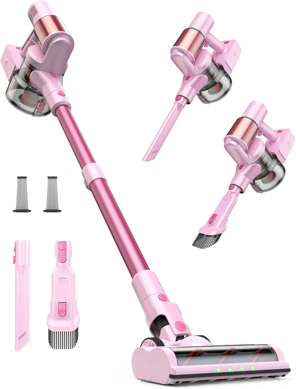 Pink Cordless Stick Vacuum 45Kpa 550W 60Min Runtime with Touch Screen Self-Standing Anti-Tangle for Home Pet Hair Carpets
Pink Cordless Stick Vacuum 45Kpa 550W 60Min Runtime with Touch Screen Self-Standing Anti-Tangle for Home Pet Hair Carpets